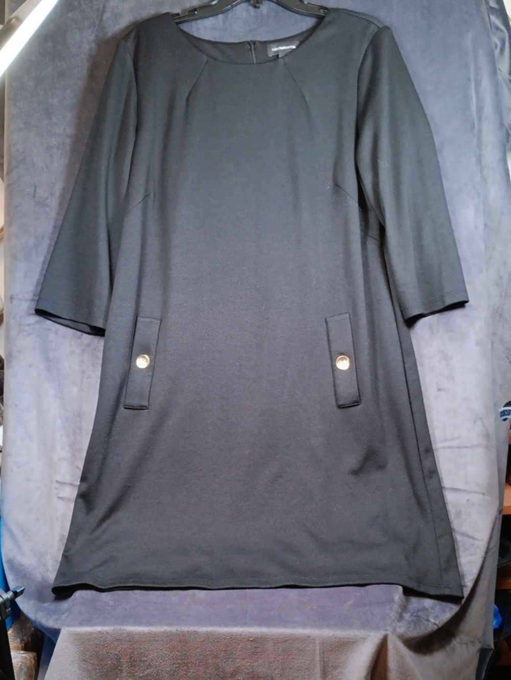 Liz Claiborne Black Dress With Faux Pockets. Classic!